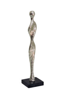 Estatua Moderna Abstracta de Figura Humana en Aluminio, Escultura Metálica Elegante Hecha a Mano sobre Base de Mármol Negro para Decoración de Hogar u Oficina - Product Image 4
