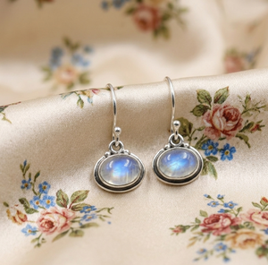 Natural Rainbow Moonstone <b>Dangle</b> <b>Earrings</b> 925 Sterling <b>Silver</b> Rose Gold Yellow Gold Plated Handmade Boho Gemstone Drop <b>Earrings</b> - Product Image 1