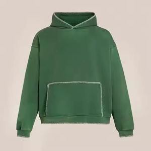 เสื้อฮู้ดโอเวอร์ไซส์สีเขียวล้วน ผ้าฝ้ายเฟรนช์เทอร์รี่ ระบายอากาศได้ดี มีกระเป๋าเสื้อ ดีไซน์ลำลอง ใส่ได้ทั้งชายและหญิง เหมาะสำหรับใส่ในฤดูใบไม้ร่วง - Product Image 2
