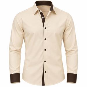 Camisa de Vestir para Hombre, Manga Larga, Color Sólido, Cuello Mao, Estilo Casual, Tela Popelina, para Primavera, Ecológica y Transpirable - Product Image 1