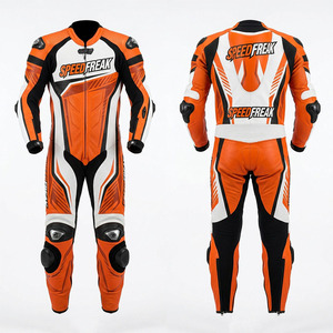 Combinaison de course en cuir à manches longues pour homme SpeedFreak, une pièce, respirante, équipement moto, design orange, blanc, noir, toutes saisons - Product Image 3