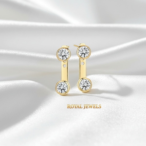 Gold Color Moissanite Stud <b>Earrings</b> Bezel Set Round Brilliant Pendant <b>Earrings</b> for Women Party Jewelry - Product Image 5