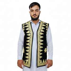 Gilet afghan personnalisable tendance pour homme – Qualité supérieure, anti-boulochage, boutons élégants, style décontracté pour cérémonies culturelles - Product Image 3