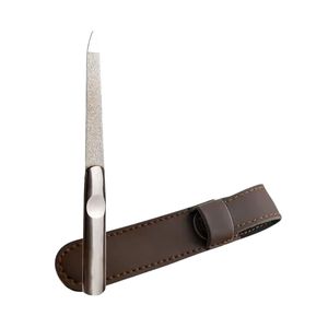 Stainless Steel Luxury <b>Nail</b> <b>File</b> Double-Sided 100/180 Grit Pointed Tip Protective Leather Sleeve for Professional Salon Home Use - Product Image 2