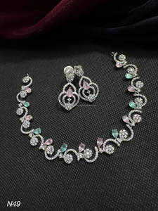 Ensemble de bijoux de mariée en diamant américain classique Collier et boucles d'oreilles en deux pièces pour mariage Style classique à la mode - Product Image 4