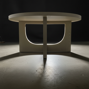 Table basse ronde moderne en bois d'hévéa durable et placage de chêne MDF KD avec design décoratif, garantie 1 an - Product Image 5