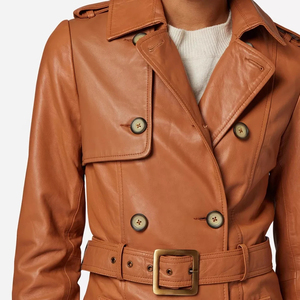 Abrigos de Cuero para Mujer, Populares en Invierno, Diseños Personalizados con Logotipo Frontal, Alta Calidad - Product Image 6