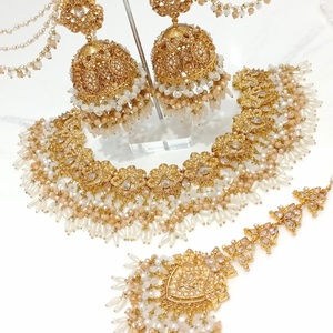Collier de perles élégant, ensembles de bijoux fantaisie plaqués or, collection de bijoux de mariée et de fiançailles pour femmes - Product Image 6