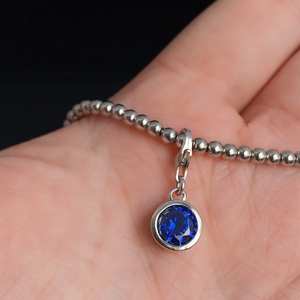 Bracelet à breloques en argent sterling avec pierre de naissance Tanzanite (décembre) – Cadeau pour femme - Product Image 2