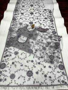 Sari en Georgette de Créateur avec Broderie, Paillettes et Volants, Entièrement Cousu pour les Mariages et les Fêtes Indiennes - Product Image 2