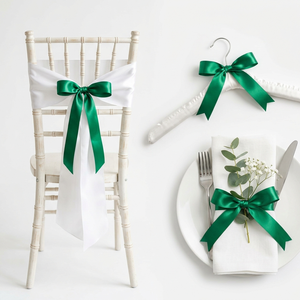 Emerald Green 25mm Single Face Satin Ribbon Factory 5 Rolls x 8 Meter Pack for Tabletop Decor Garland <b>Bows</b> Event Display Styling - Product Image 4