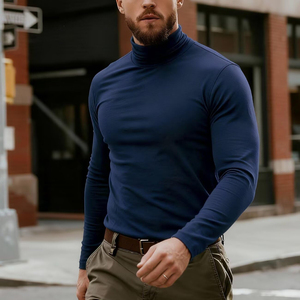 Mens Turtle High Neck Fashionwear Solid Pattern Knitted Undershirt Wear Long Sleeve Slim Fit Apparel High Quality Custom Design - Product Image 4
