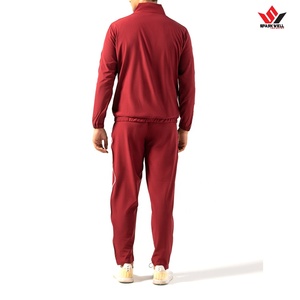 Ensemble de survêtement bordeaux pour homme avec veste zippée et pantalon de jogging coupe droite – Tenue de sport décontractée - Product Image 2