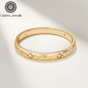 แหวนหมั้น Charm_Jewells ชุบทอง 18K เงินแท้ประดับโมอิสซาไนต์ ดีไซน์เรียบหรู รูปดาว ประดับเพชรแบบหนามเตย - Product Image 1