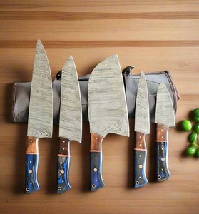 Ensemble de 5 couteaux de cuisine en acier Damas à 67 couches, style Viking, faits à la main, couteaux de chef ambidextres, manches en bois, pour une cuisson professionnelle - Product Image 3