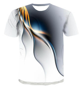 Men's Short Sleeve O-Neck T-<b>Shirt</b> With Abstract <b>Flame</b> Print Breathable Knitted Polyester Casual Regular Fit - Product Image 1