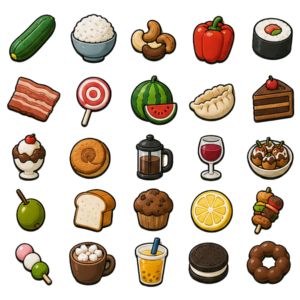 Juego de Iconos de Comida Estilo Dibujos Animados 3D, Parches Personalizados de PVC/Goma Ecológicos y Duraderos con Forma de Corazón y Flor, para Coser en Ropa, Bolsos y Zapatos - Product Image 3