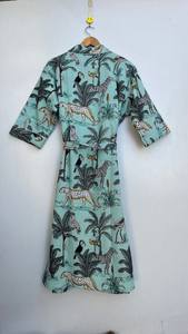 Peignoir de spa en coton gaufré à motif floral unisexe - Product Image 2