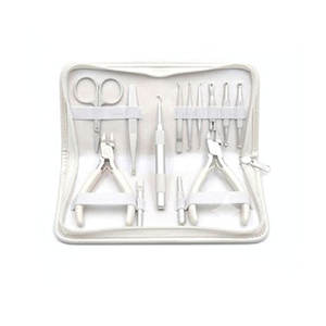 Kit d'outils pour extensions de cheveux avec pinces, ciseaux, pinces à épiler, clips et outils de séparation pour l'installation et le retrait - Product Image 2
