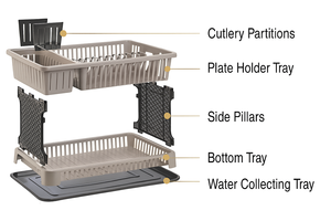 Premium 2-Tier <b>Kitchen</b> Dish Drying <b>Rack</b> with Drain Tray & Utensil Holder – Space Saving Organizer - Product Image 4