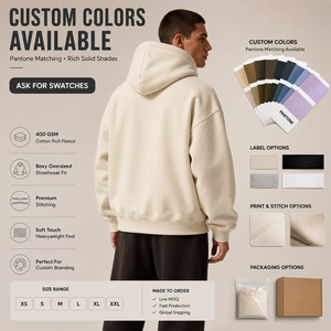 Sudadera con Capucha de Gran Gramaje para Hombre, 450GSM, Hombro Caído, OEM, Bordado, Venta al por Mayor, MOQ Bajo - Product Image 4