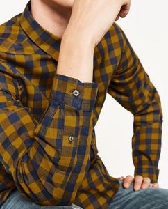 Chemise habillée décontractée à manches longues pour homme, en lin rayé, à col pointu, avec logo vierge, prix de gros, exportée du Bangladesh - Product Image 2