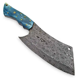 Couteau de chef Burraq de qualité industrielle, OEM, fait main en acier Damas, multifonctionnel, motif goutte de pluie, avec étui en cuir - Product Image 4