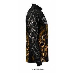 Camiseta de Paintball Sublimada Personalizada para Hombre, Manga Larga, Cuello en V, Negra y Dorada, Uniforme Deportivo Estilo Guerrero Celta - Product Image 4