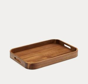 Bandeja de Madera Retro para Té y Café, con Asa Metálica Ecológica, Estilo Hotel Premium, Hecha a Mano, Cuadrada, para Alimentos, por glowin fashion - Product Image 1