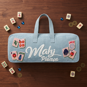 กระเป๋าโท้ทผ้าเดนิมปักลาย Mahj ดีไซน์ทันสมัย ใช้ได้ทุกฤดู ปิดด้วยซิป - Product Image 1