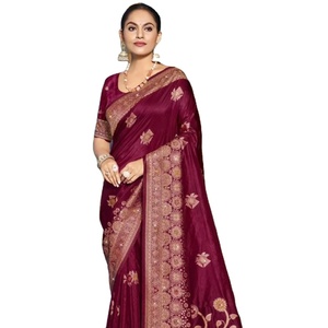 Última colección de Sari de seda pura para fiesta formal para mujer con trabajo de piedra-Todas las estaciones listas para usar - Product Image 1