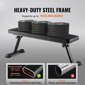 Home Workout Bench Flat ABS and Steel Foldable <b>Strength</b> <b>Training</b> Bench for Full Body Workout 1000 LBS Press Bench - Product Image 2