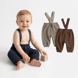 Baby Boys Knitted Overalls Solid Color Breathable Cotton Pants Knee Length Casual Spring Style Infant Toddler Clothing - Product Image 1