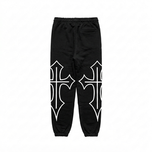 420 GSM Premium <b>Brushed</b> Cotton Fleece Jogger Pant Black Custom Logo DTF Print Embroidery Streetwear - Product Image 2