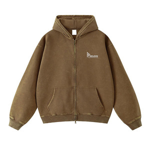 เสื้อฮู้ดดี้ผู้ชาย 430 กรัม ผ้าฟลีซ ทรงปกติ ซิปหน้า ล้างสีแบบแอซิด พิมพ์ลายดิจิทัล ผ้าฝ้าย 100% สไตล์สตรีทแวร์สำหรับฤดูใบไม้ผลิ เป็นมิตรต่อสิ่งแวดล้อม ราคาประหยัด - Product Image 6