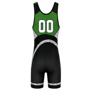 Men Green Black Sublimated Wrestling Singlet Polyester Lightweight <b>Athletic</b> Wrestling Uniform Sportswear Training Performance - Product Image 3