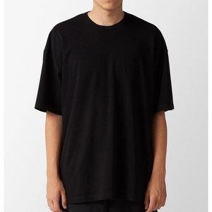 T-shirt OEM vierge en coton épais à col montant et épaules tombantes, personnalisable par sérigraphie, pour homme, style streetwear oversize - Product Image 2