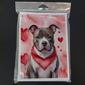 Lunatique A7 Taille 5x7 New Staffordshire Bull Terrier Valentine Cartes De Voeux Pack 8 Cartes De Note Vierges avec Enveloppes - Product Image 3