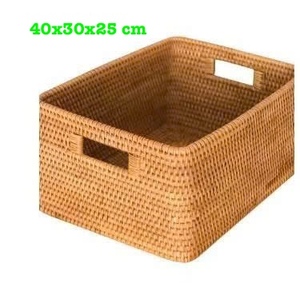 Cesta Rectangular de Ratán Simple y Duradera, Hecha a Medida, Artesanía Moderna Tejida a Mano, Ecológica, Multifuncional, para Organización y Almacenamiento Individual - Product Image 1