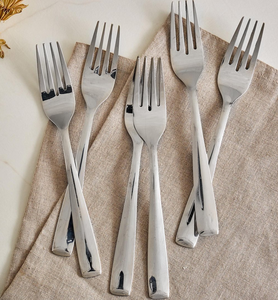 Ensemble de 6 fourchettes à dîner en acier inoxydable, finition miroir, couverts modernes, vaisselle, fourchettes à gâteau et à dessert - Product Image 1