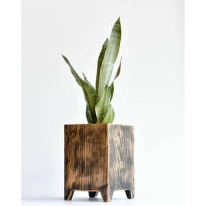 Pot à succulentes carré en bois artisanal, moderne, en bois de récupération, finition naturelle, grain unique, décoration de bureau intérieure, bon prix - Product Image 3