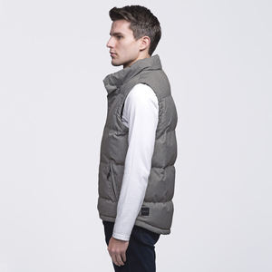 Chalecos Acolchados Grises Melange 100% Poliéster de Fábrica al por Mayor, Chaquetas con Cremallera OMMIZ, Chaquetas de Invierno Personalizadas de Alta Calidad para Hombre - Product Image 6
