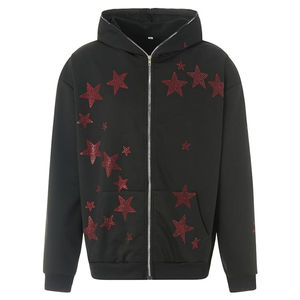 Luxury Style Men's Rhinestone Hoodie Streetwear Zip-up Hooded <b>Sweatshirt</b> Casual Hip Hop Winter Fashion High Street Custom Hoodie - Product Image 1