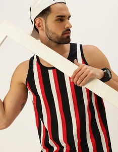 Camiseta sin mangas transpirable con estampado de rayas para hombre, de secado rápido, ecológica, sublimada, informal y moderna para el verano. - Product Image 6