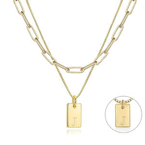 Collar con Colgante de 26 Letras Creativo de Estilo Europeo y Americano, Joyería de Moda en Capas, Venta Caliente Transfronteriza, en Caja de Clip para Papel - Product Image 2