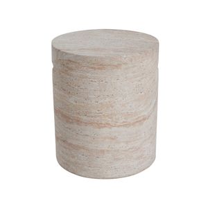 Lightweight Indoor/Outdoor Concrete <b>Side</b> <b>Table</b> with <b>Side</b> Handles <b>Travertine</b> Finish - Product Image 5