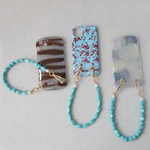 Sangle de téléphone en perles de résine, accessoire de mode fait main, chaîne pour femme, bracelet porte-clés rond bleu B.H CRAFTS - Product Image 1