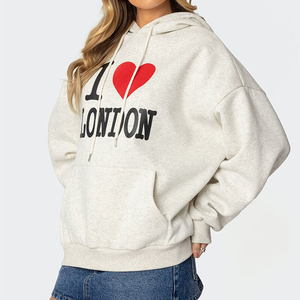 Sudadera con capucha holgada personalizada para mujer, con estampado puff y serigrafía, estilo urbano, de peso pesado, al por mayor, OEM, de moda - Product Image 4