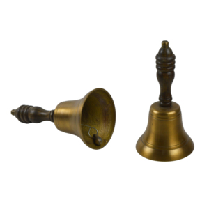 Brass Antique Bells Gold Color Christmas Festive <b>Gift</b> and Souvenir Large Metal Craft Bells Wood Handle Large Church Design - Product Image 5