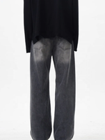 Jeans à jambes larges pour hommes avec logo personnalisé B2B, coupe ample, 100% coton, écologique, imperméable, vintage, délavé, taille mi-haute, grande taille